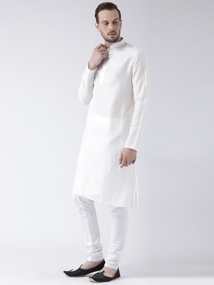 KISAH Woven Design Mandarin Collar Straight Kurta