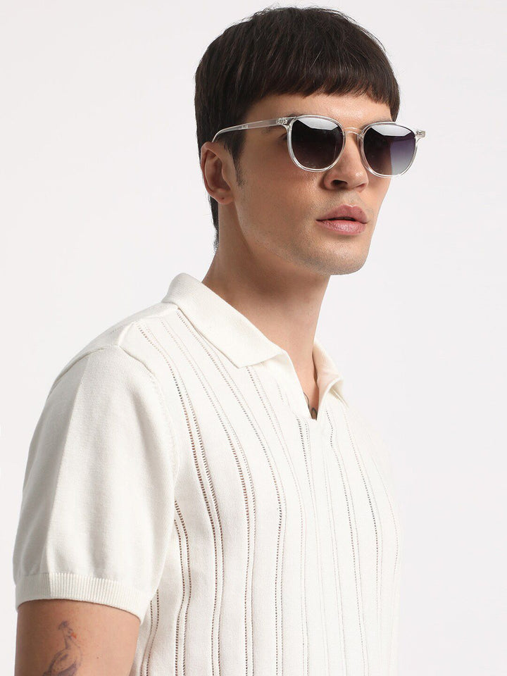 THE BEAR HOUSE Striped Polo Collar Pure Cotton T-shirt