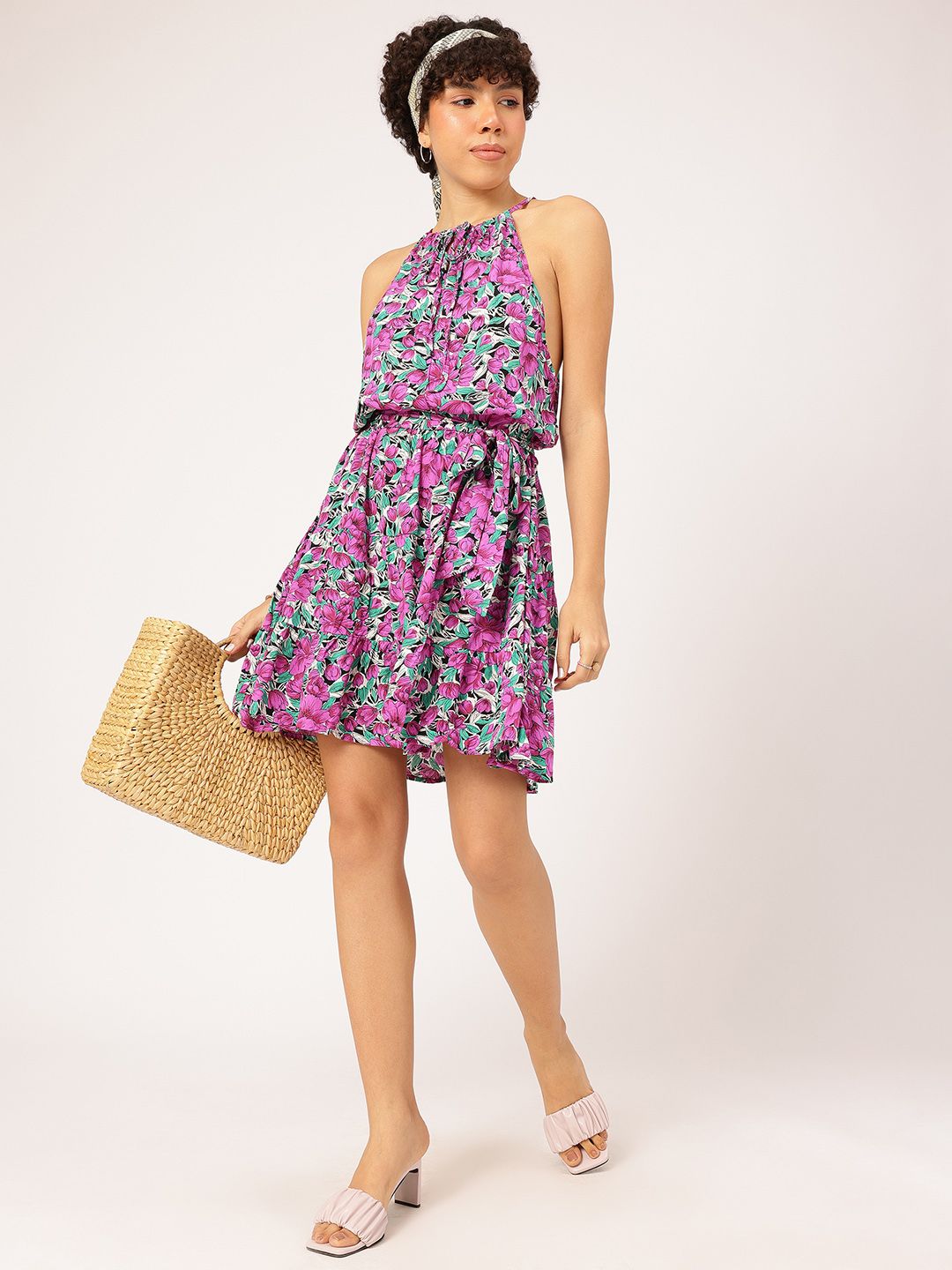 DressBerry Floral Fantasy Printed Fit & Flare Dress