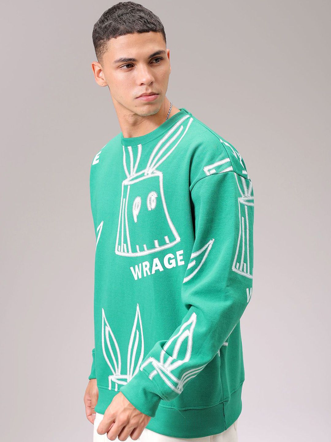 The Indian Garage Co Men Printed Round Neck Long Sleeves Pullover Sweatshirt