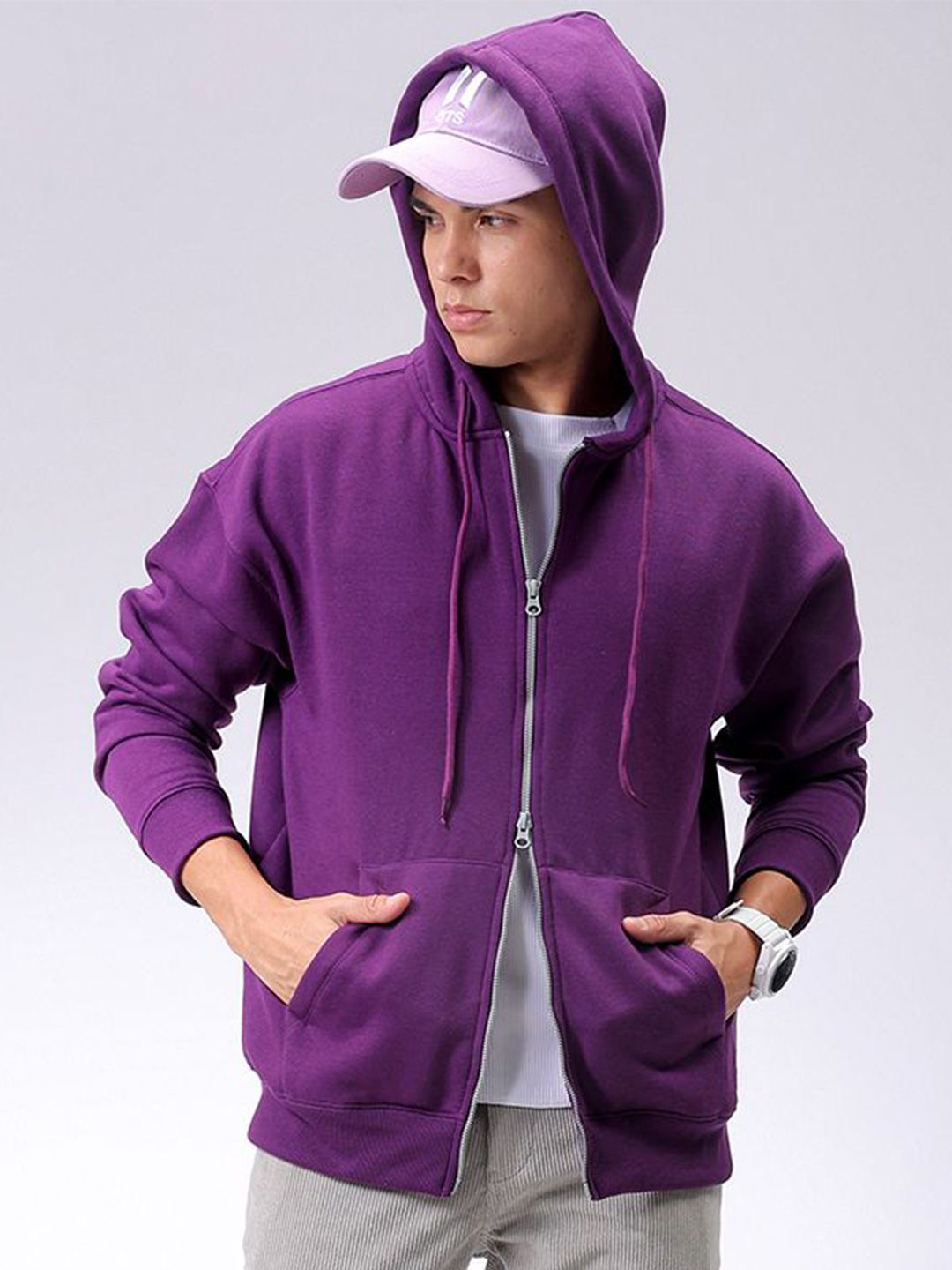 The Indian Garage Co Men Hooded Double Way Front Open Zipper Sweatshirt