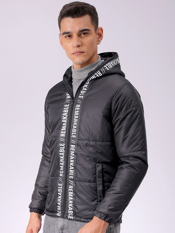 The Indian Garage Co Men Hooded Typography Printed Puffer Jacket
