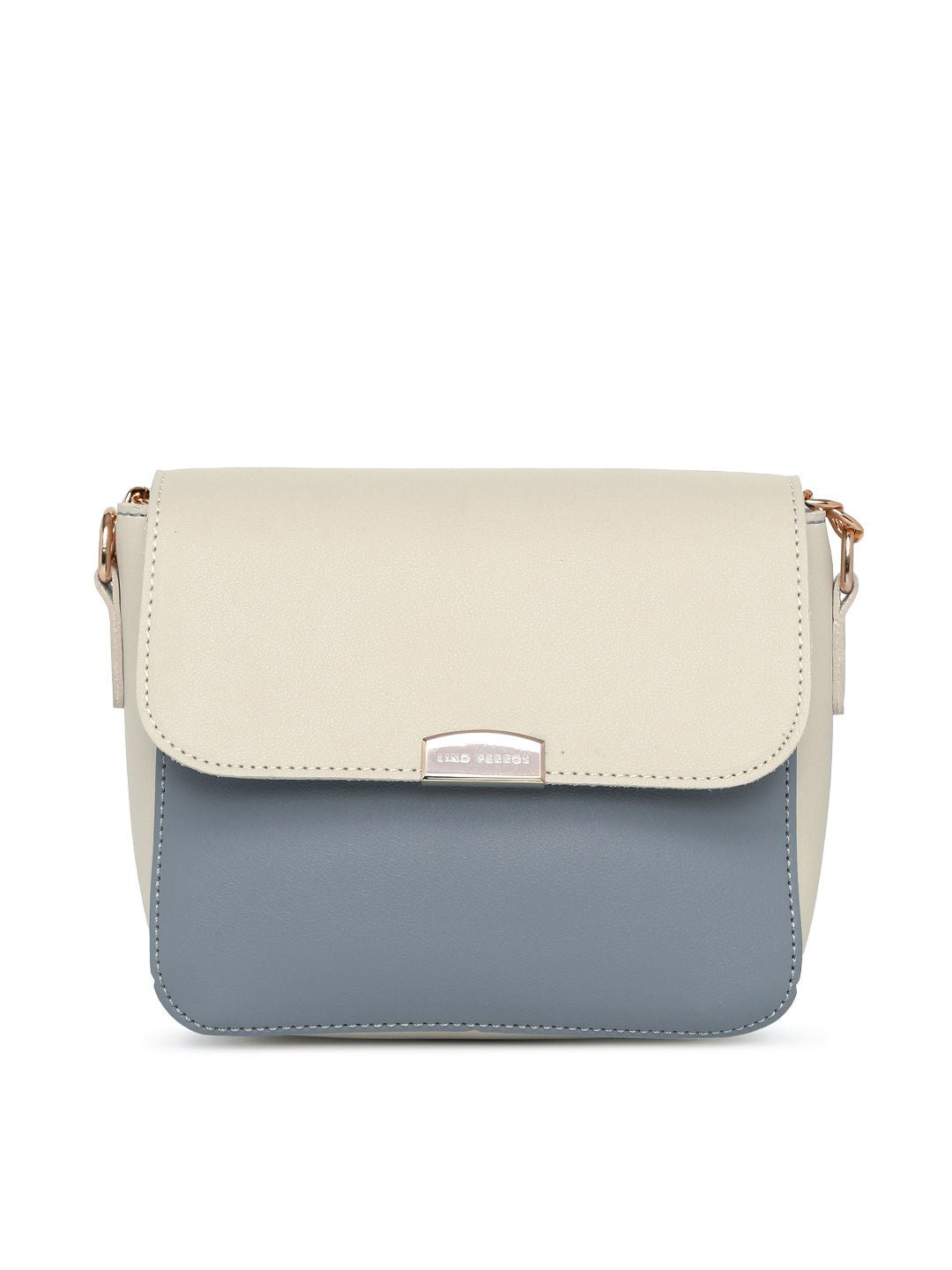 Lino Perros Blue & Off-White Colourblocked Handheld Bag