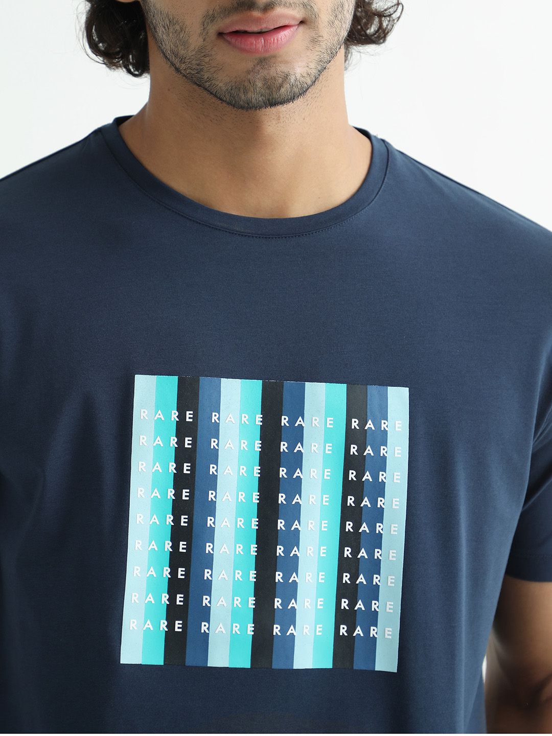 RARE RABBIT Men Acai Graphic Printed Slim Fit Cotton T-Shirt
