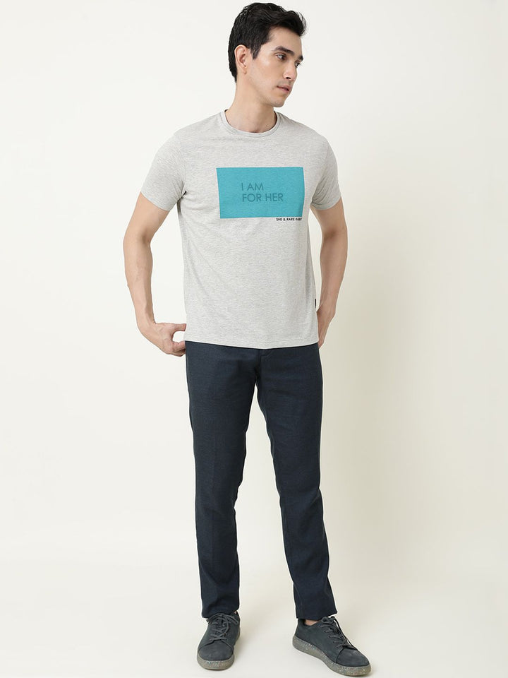 RARE RABBIT Men I Am Typography Printed Slim Fit T-Shirt