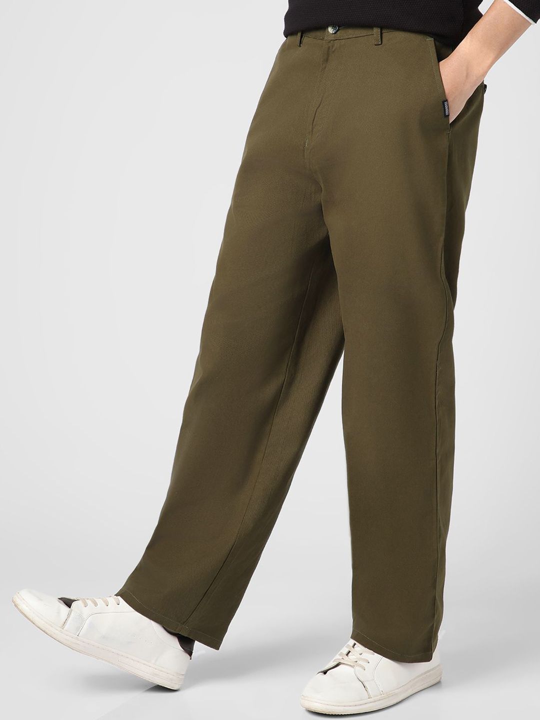 Urbano Fashion Men's Dark Loose Baggy Fit Non-Stretchable Solid Chino Trousers