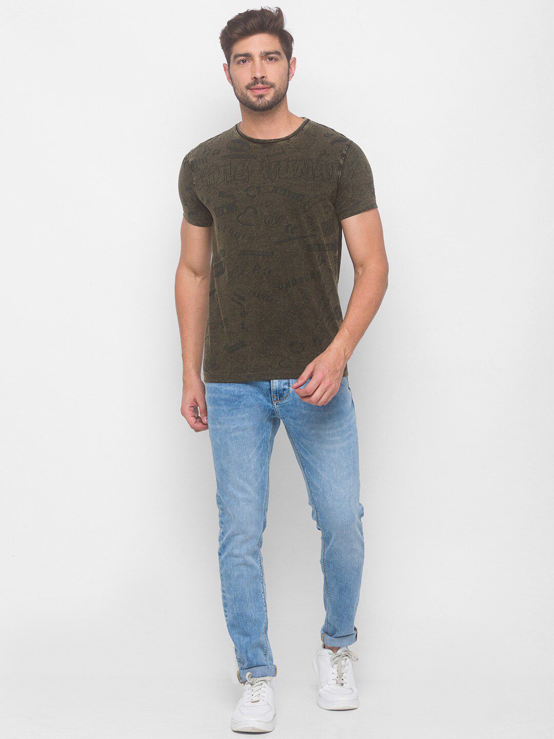 Being Human Men Green Typography T-shirt