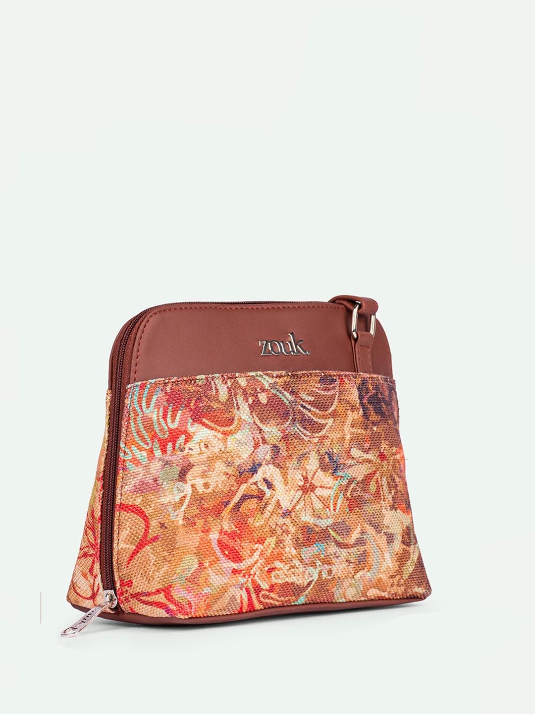 ZOUK Floral Printed Structured Sling Bag