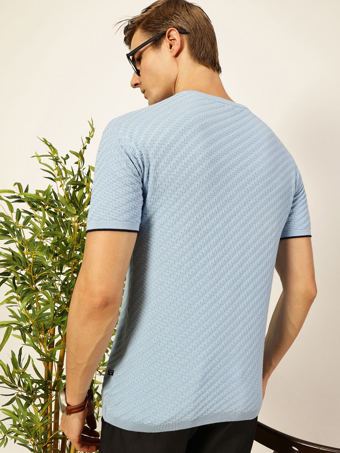 Thomas Scott Men Knit Textured Round Neck T-shirt