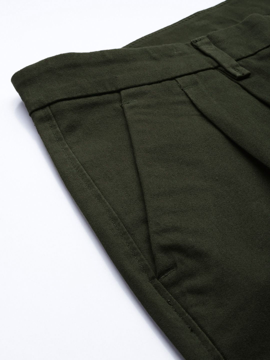 Mr Bowerbird Men Green Solid Oversized Fit Mid-Rise Elephant Ankle Woven Pleated Trousers