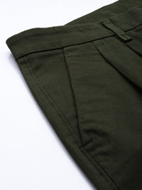 Mr Bowerbird Men Green Solid Oversized Fit Mid-Rise Elephant Ankle Woven Pleated Trousers