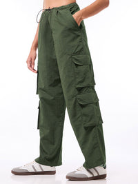 Bewakoof Women Baggy Loose Fit High-Rise Cargo Parachute Pants