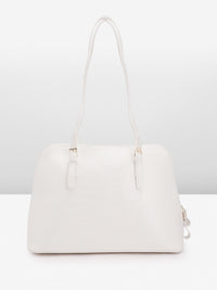 Lino Perros White Croc Textured Structured Shoulder Bag