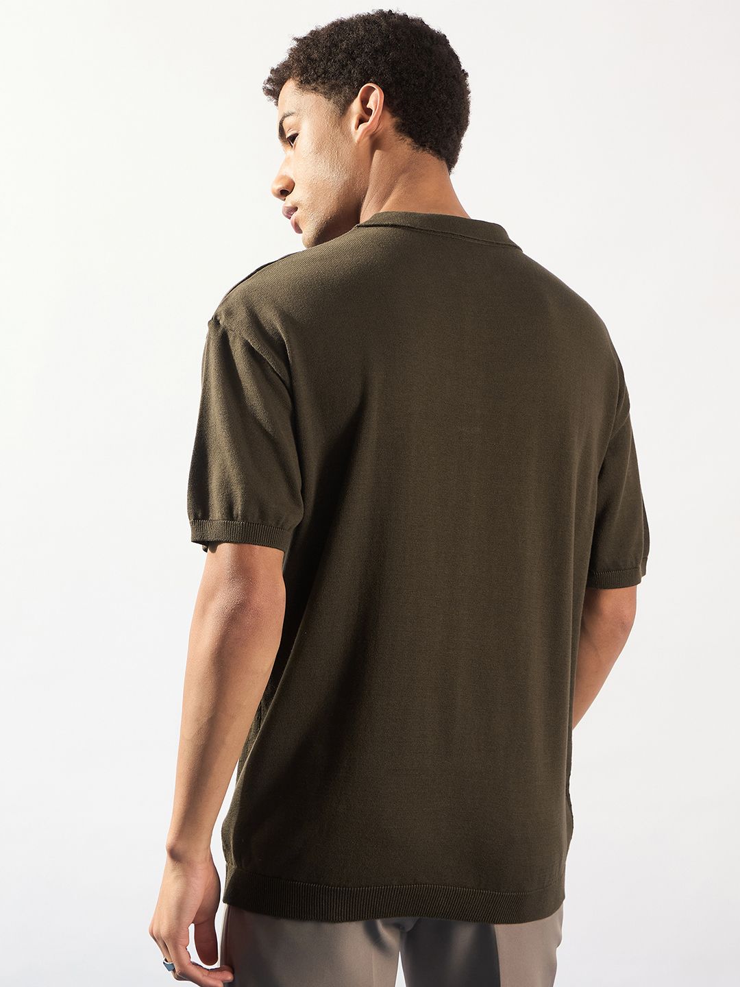 DENNISON Oversized Polo Collar Knitted T-Shirt