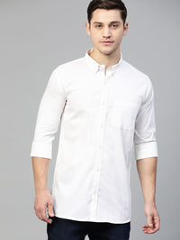 DENNISON Men White Smart Slim Fit Water & Stain Repellent Pure Cotton Solid Casual Shirt