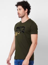 SPYKAR Round Neck Typography Printed Cotton Slim Fit T-shirt