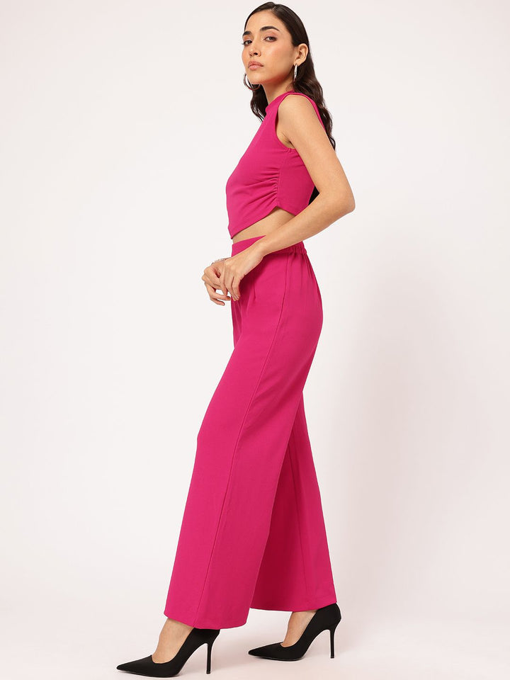 DressBerry Barbicore Charm Ruched Crop Flair Co-Ords