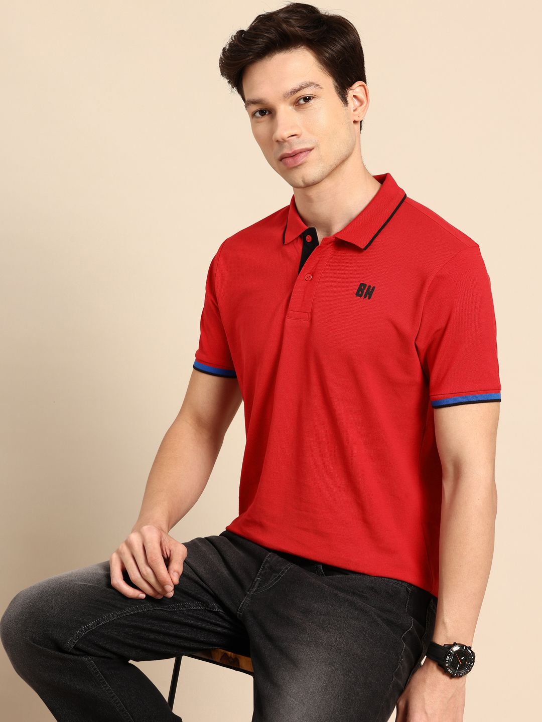 Being Human Polo Collar Pure Cotton T-shirt