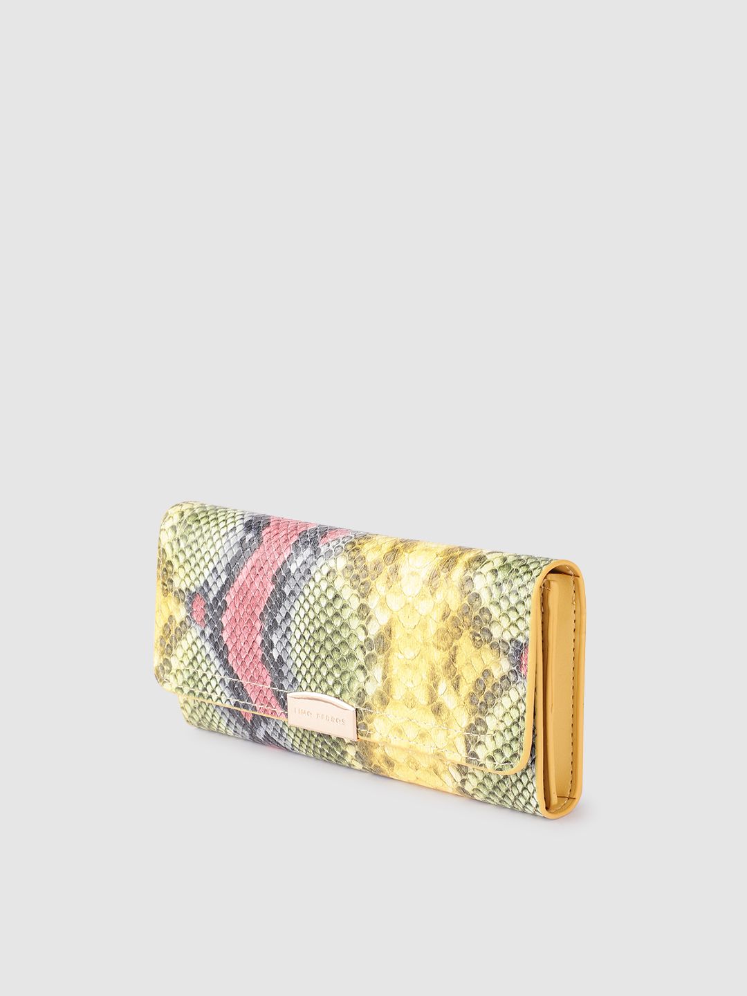 Lino Perros Women Snake Skin Textured Three Fold Wallet