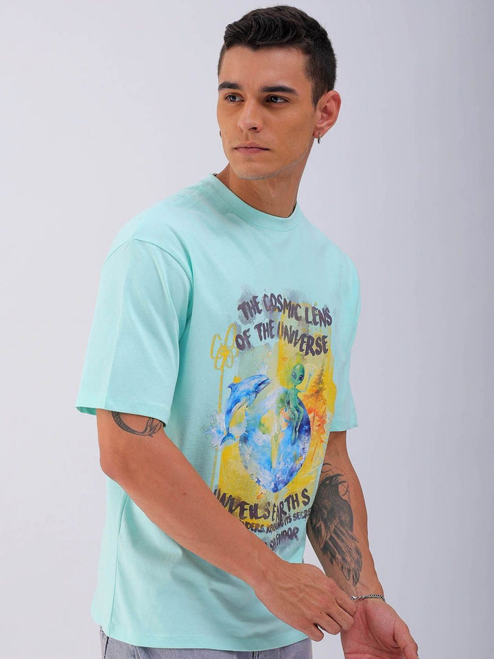 The Indian Garage Co Men Typography Printed Boxy Oversized Round Neck T-shirt
