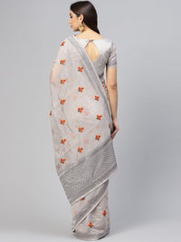 Saree mall Grey Embroidered Saree