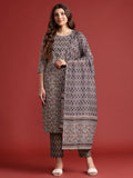 Anouk Ethnic Motif Print Kurta with Trousers & Dupatta