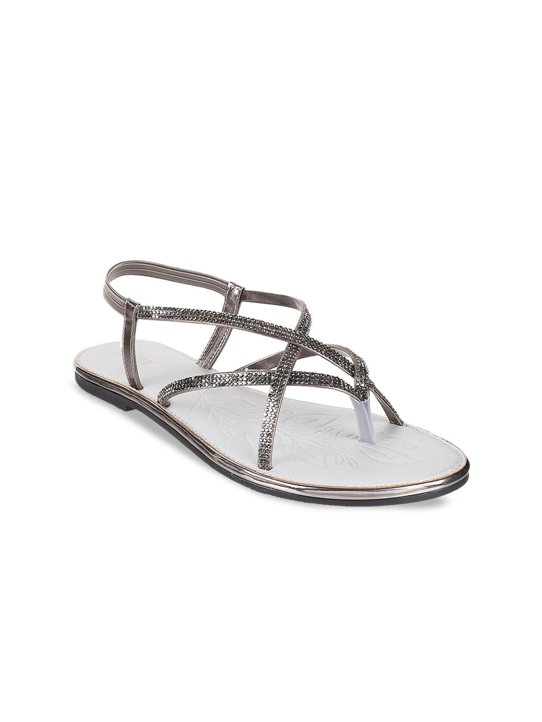 Mochi Embellished Strappy Open Toe Flats With Backstrap