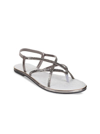 Mochi Embellished Strappy Open Toe Flats With Backstrap