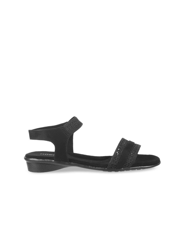 Mochi Women Black Solid Sandals