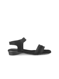 Mochi Women Black Solid Sandals
