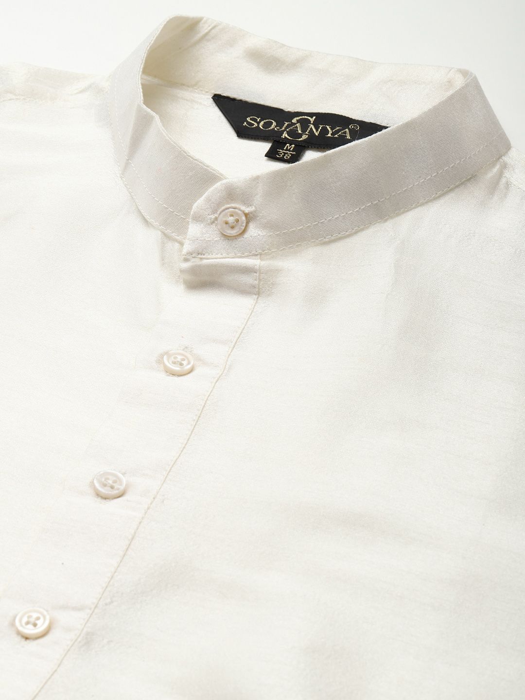 SOJANYA Men Off White Embroidered Mirror Work Kurta with Churidar