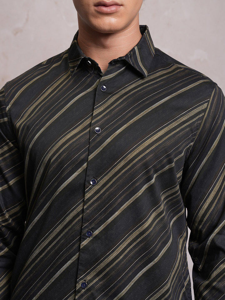 LOCOMOTIVE Luxe Striped Satin Party Shirt