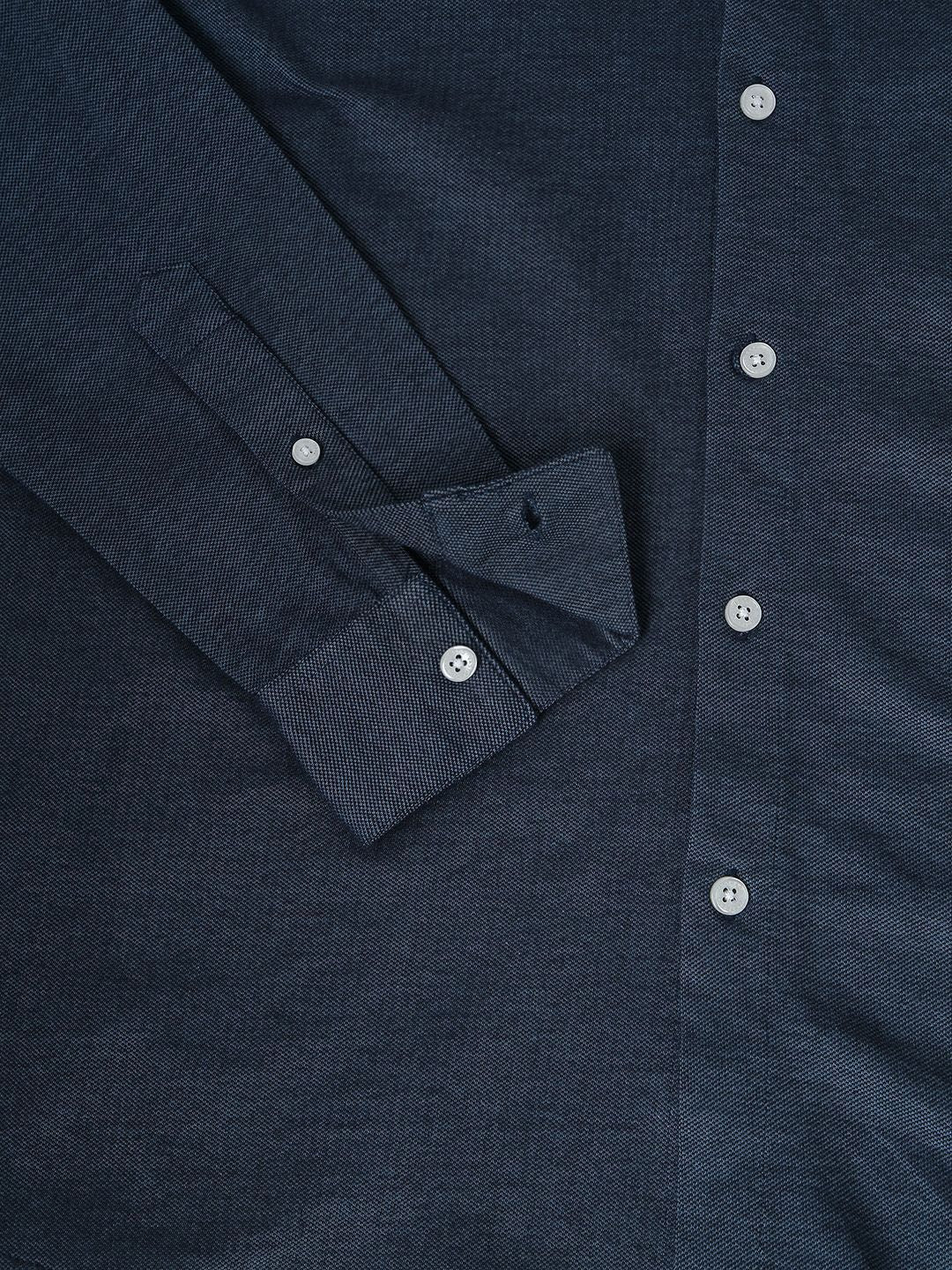 VASTRADO Classic Slim Fit Mandarin Collar Cotton Shirt