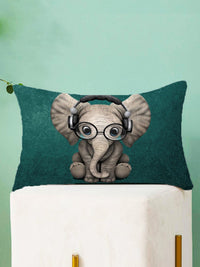 STITCHNEST Pack Of 2 Green & Blue Printed Rectangle Cushion Cover