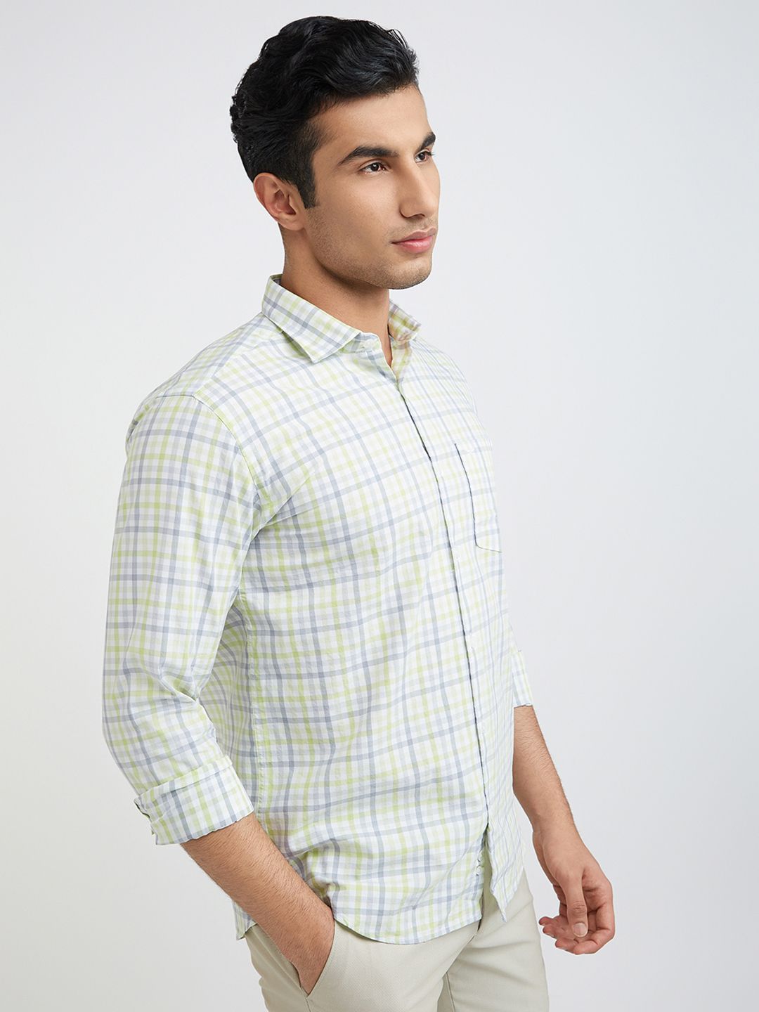 Park Avenue Men Slim Fit Opaque Checked Pure Cotton Casual Shirt