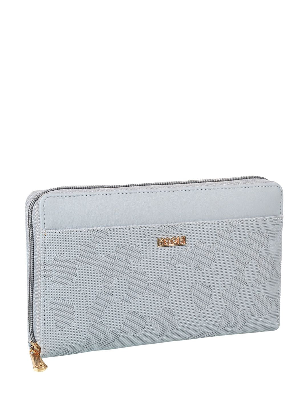 Mochi Women Blue Textured Zip Around Wallet