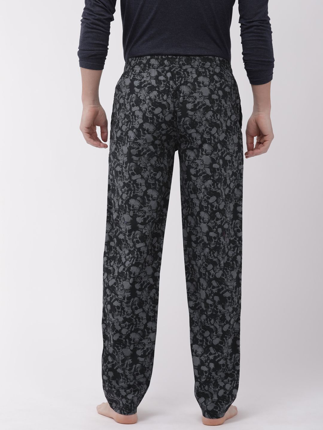 The Indian Garage Co Men Black & Grey Printed Lounge Pants