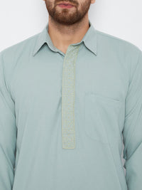 SOJANYA Baju Kolar Kapas Linen Pathani Kurta dengan Piyama