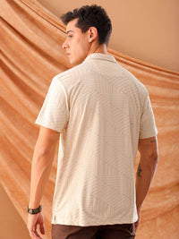 The Indian Garage Co Men Slim Fit Textured Terry Knit Resortwear Shirt