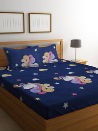 KLOTTHE Cartoon Characters Print 300 TC King Bedsheet with 2 Pillow Covers