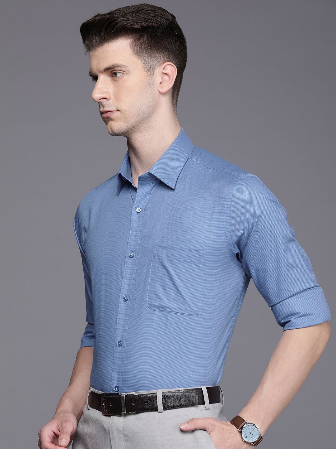 Raymond Slim Fit Textured Pure Cotton Formal Shirt