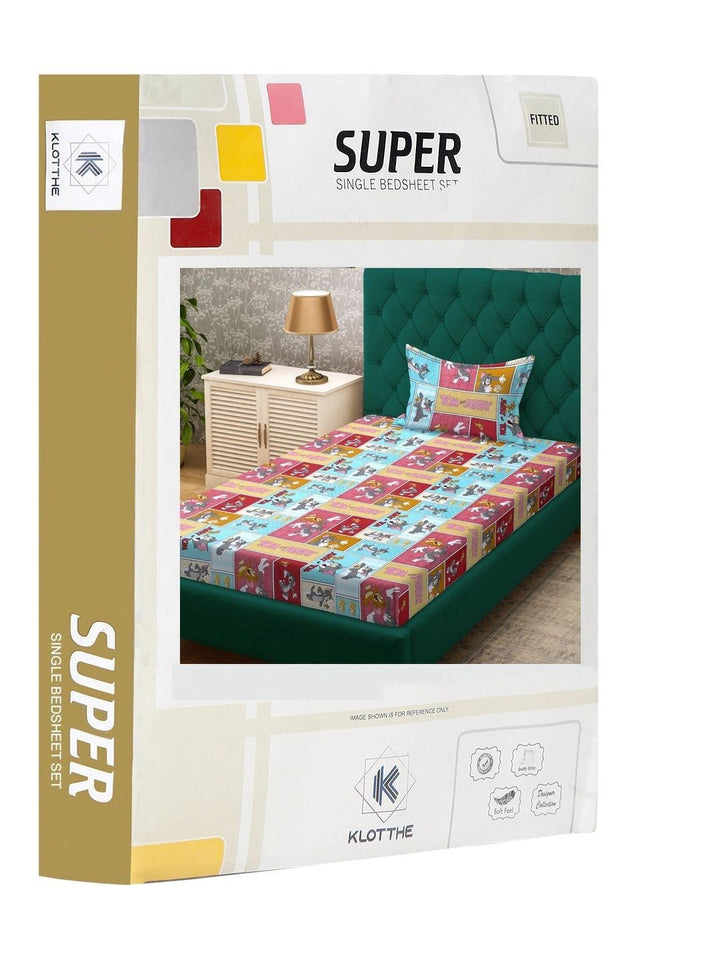Moda Rapido X KLOTTHE Watak Kartun Berbilang Warna & Merah 400 TC Cadar Tempat Tidur Single dengan 1 Sarung Bantal