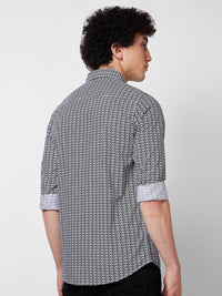 SPYKAR Geometric Printed Spread Collar Cotton Casual Shirt