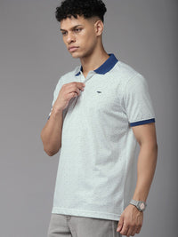 Park Avenue Men Geometric Print Polo Collar Slim Fit T-shirt