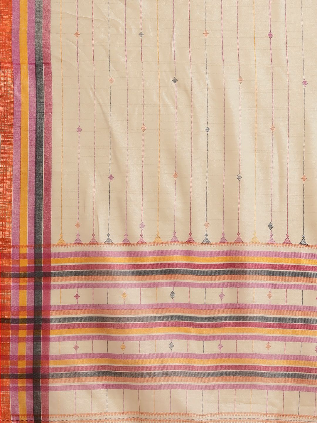 Saree mall Beige Art Silk Striped Bagru Saree