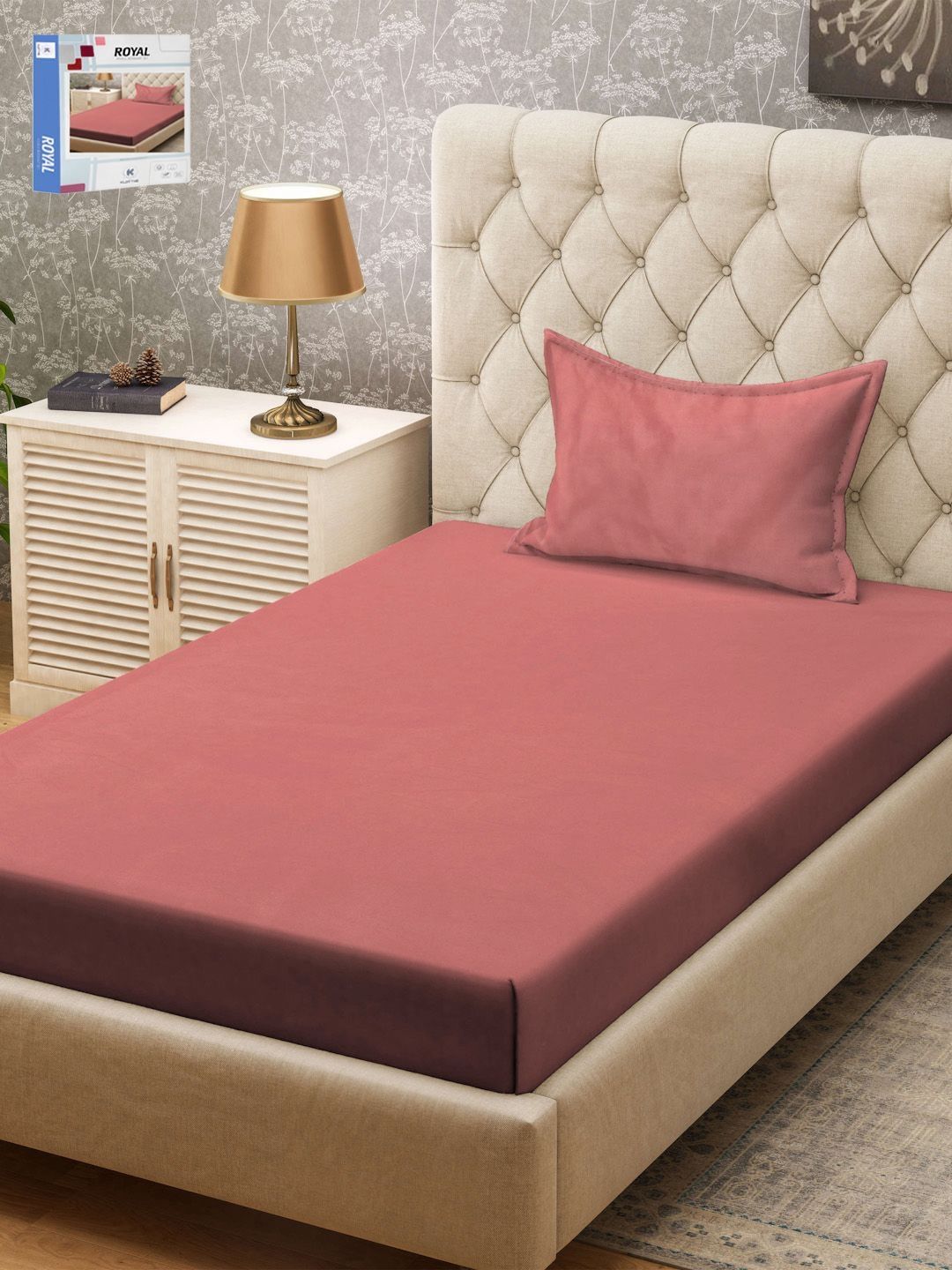 KLOTTHE Rust Orange Colored 300TC Single Bedsheet & 1 Pillow Covers