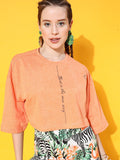 STREET 9 Women Bright Orange Solid Tshirt