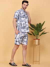 Sweet Dreams White Tie & Dye Printed Short Sleeves Casual Shirt With Shorts