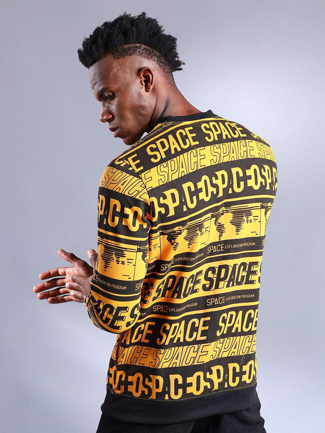 The Indian Garage Co Men Mustard Printed Sweatshirt