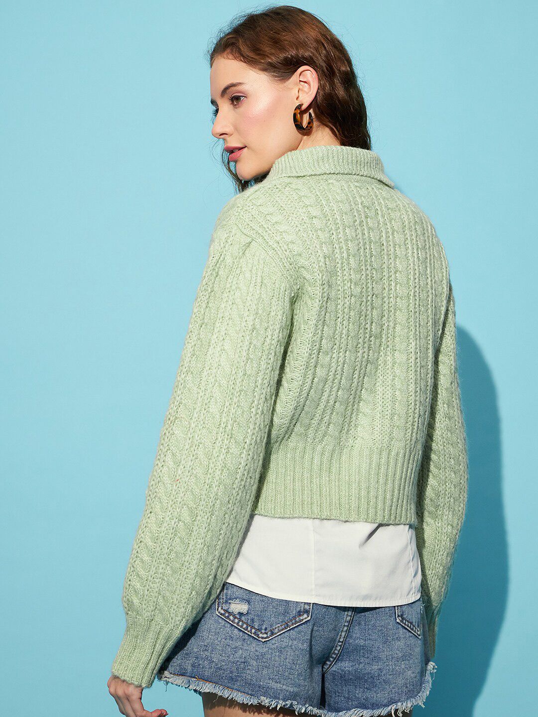 STREET 9 Ribbed Acrylic Crop Pullover